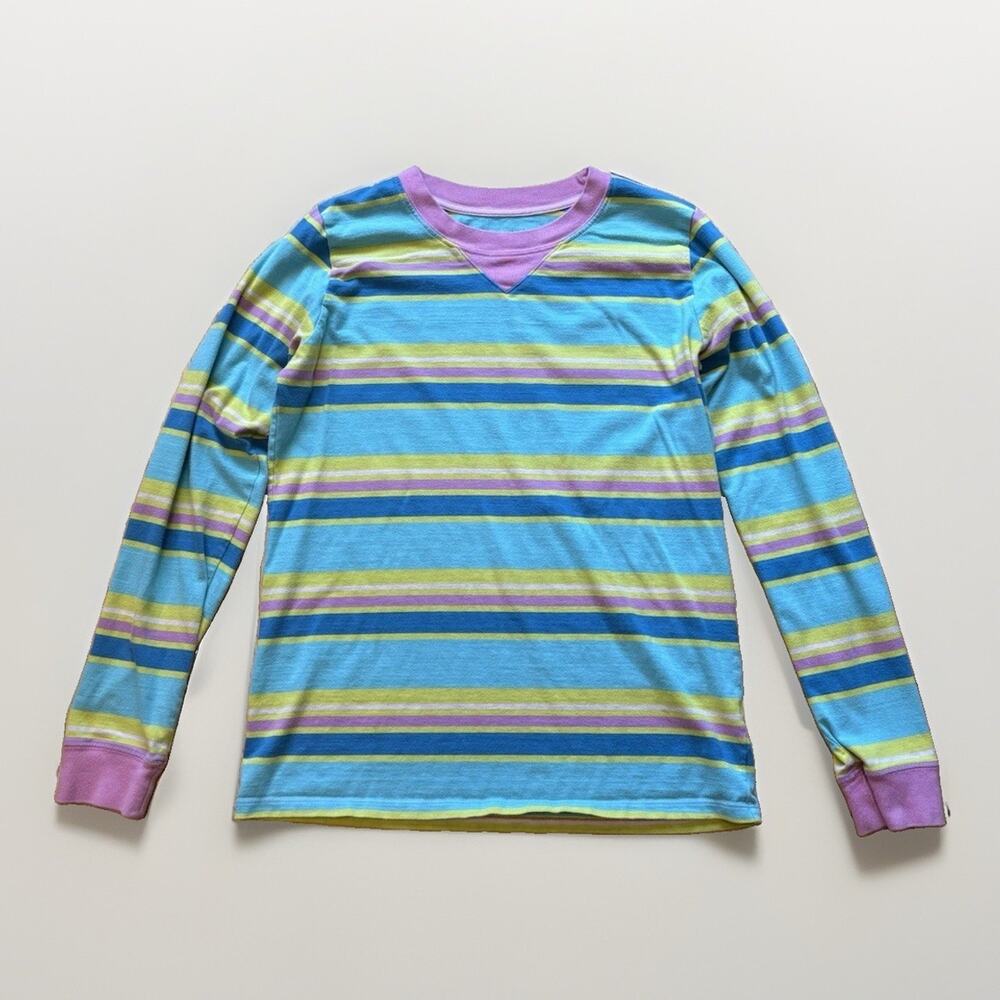Mokuyobi Sandbox Crewneck Shirt Womens S Blue Striped Long Sleeve Retro 90s